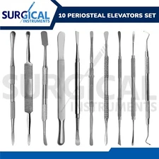 10 Periosteal Elevators Set Surgical Dental Instruments Stainless German Grade