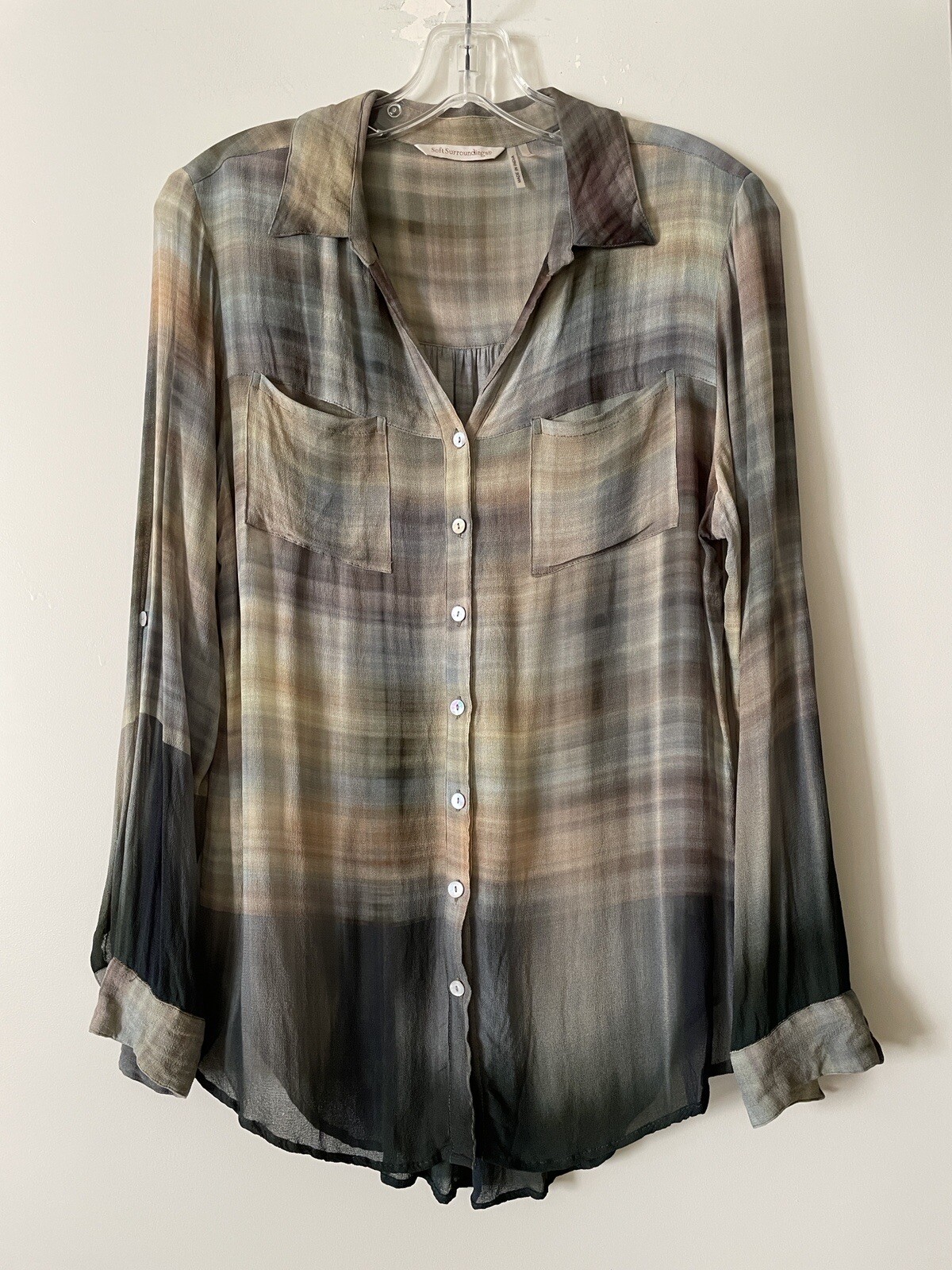 SOFT SURROUNDINGS Size Medium Brown Multi Sheer C… - image 2