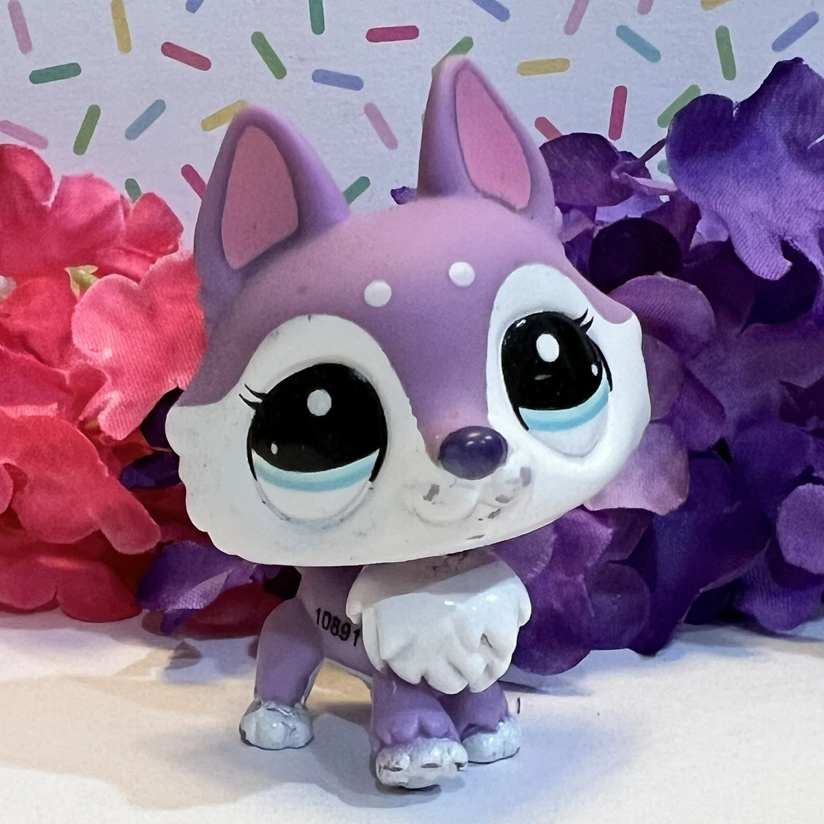 Littlest Pet Shop LPS Authentic 2110 Purple Moscow Husky Puppy Dog Euro