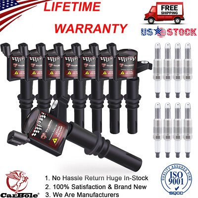 8Pack DG511 Ignition Coils PLATINUM Spark Plug For Ford F150 F250 5.4L 2004-2010