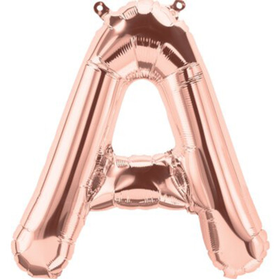 Rose Gold Letter Balloon 34cm A B C D E F G H I J K L M N O P Q R S T U V W X Y 