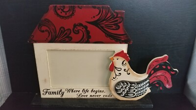   Cracker Barrel Rooster Collection Picture Frame ''Family'' House Frame