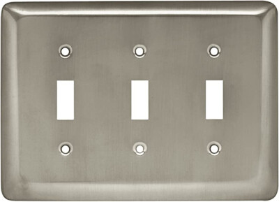 BRAINERD #64380 Brushed Satin Nickel Triple Toggle Switch Switchplate Cover