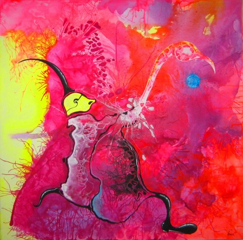 art abstract painting contemporary figures surrealism fantasy landscape fluo pop - Picture 6 of 24