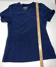 MOD Uniform Scrub Top Womens Size Small Navy Stretch Side Panels V Neck
