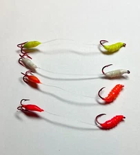 Ice Fishing Jig System, Set Of 4, Ultra Glow, Hand Tied, Benefits Foundation