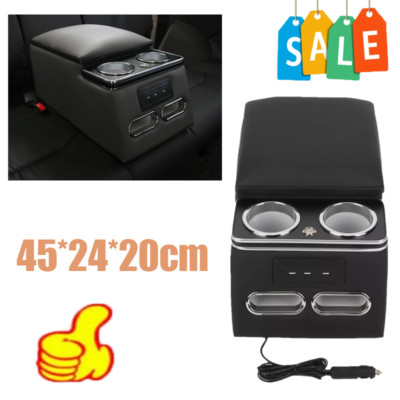 Auto Universal LED Hintere Armlehne Box Dual USB Schnittstelle Getränkehalter DE