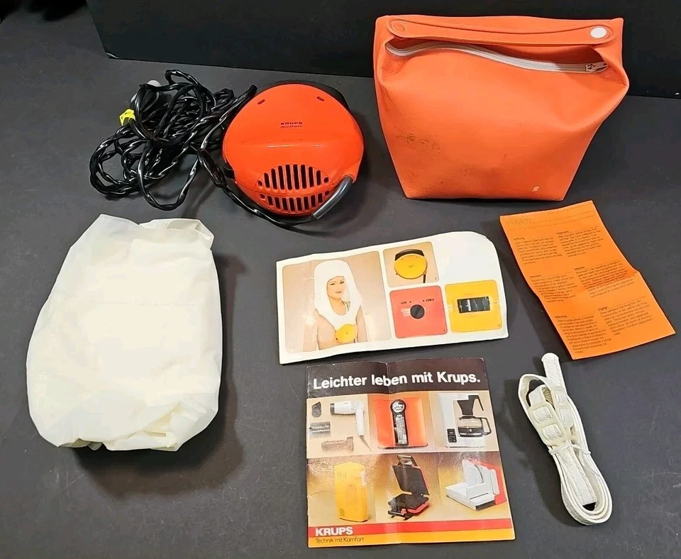 Secador de pelo con capucha Krups Solitair años 70 retro apenas usado con bolsa de transporte Foto 2 de 4
