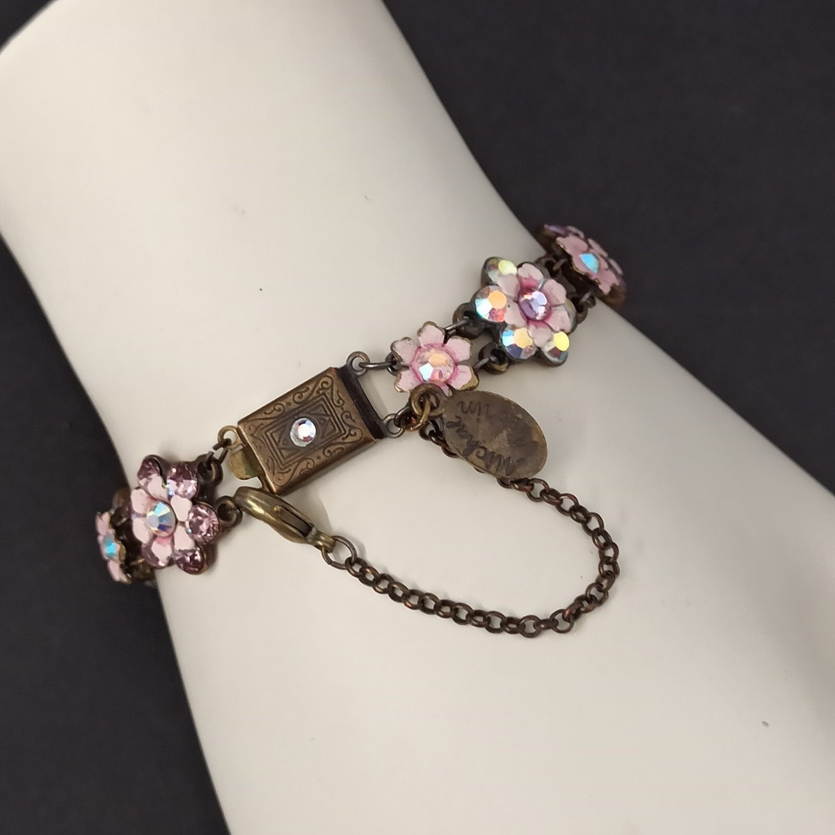 Michal Negrin Bracelet Pastel Pink Flowers Shabby Romantic