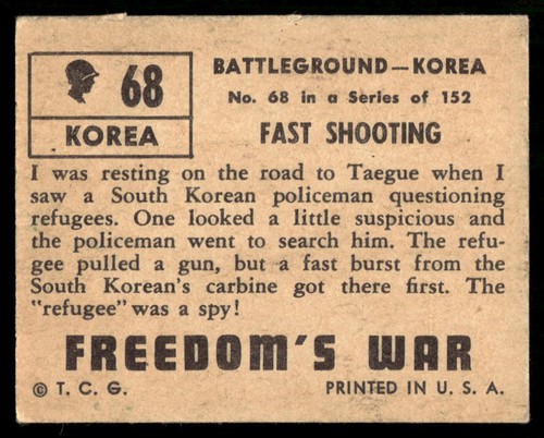 1950 Topps Freedom’s War #68 Battleground Corea tiro rápido como nuevo limpio - Imagen 2 de 2