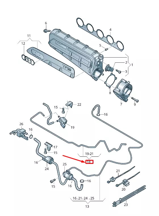 Genuine AUDI RS3 Sportback Lim. RSQ3 8UB 8VA 1 Set Of Vacuum Hoses 07K133773E