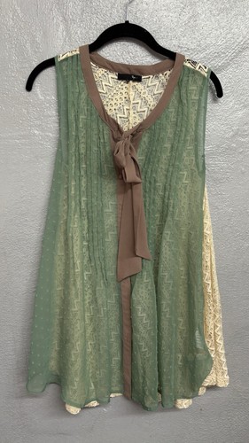 Anthropologie Ryu Top Size Small Bohemian Blouse Pull over Bow Sheer - Picture 9 of 12