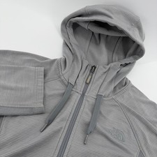 The North Face Women's Grey Striped Fleece Hoodie Jacket Medium