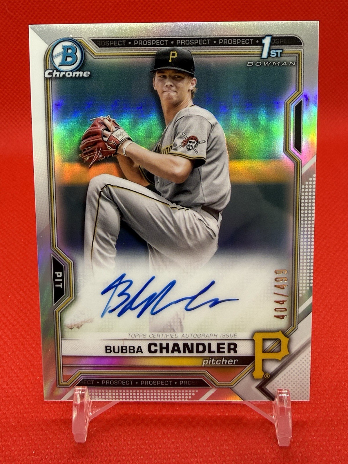2021 Bowman Chrome Draft Refractor Auto BUBBA CHANDLER CDA-BC /499 PIRATES