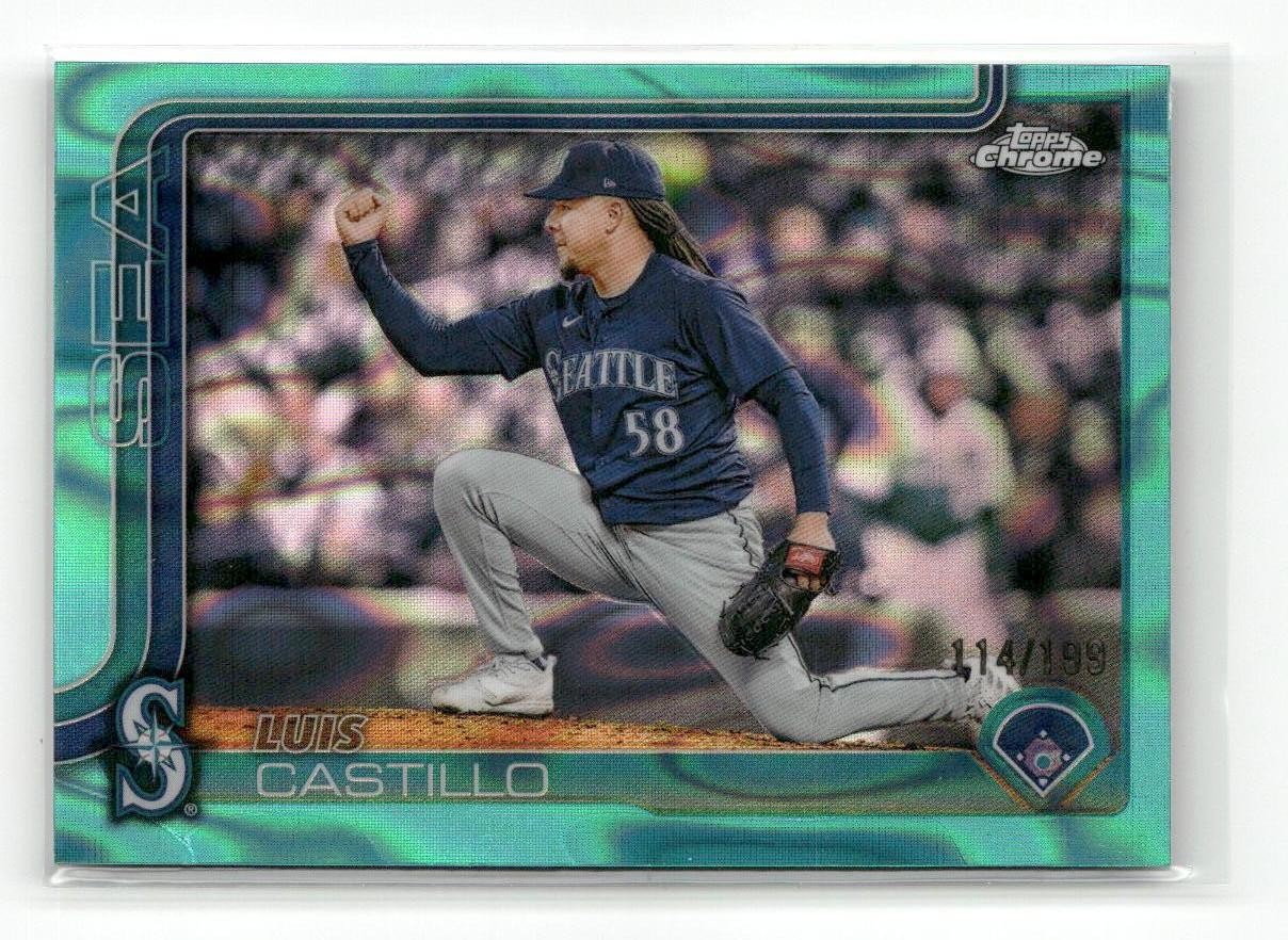 2025 Topps Chrome #69 Luis Castillo Aqua Lava Refractors #/199