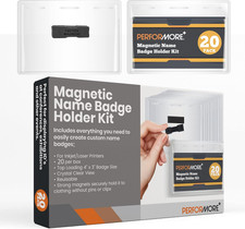 20 Pack of Magnetic Name Badge Holder Kit, 4X3 Inch Horizontal ID Card Name Tag