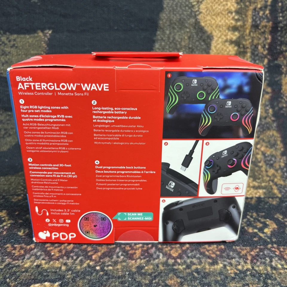 PDP AfterglowWave Wireless Pro Controller with Motion for Nintendo Switch Black - Image 2 of 2