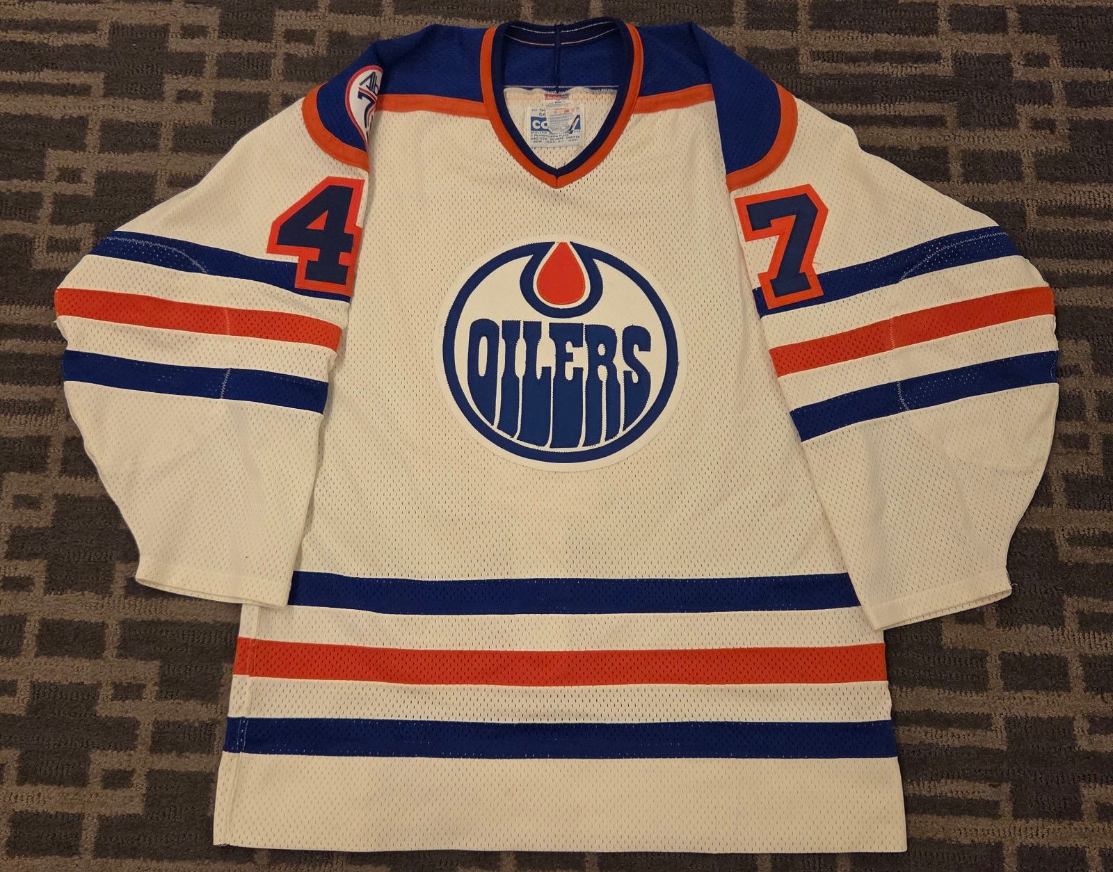 Vtg Edmonton Oilers 1980-81 Style CCM Small Block Pro Authentic Cosby Sz 48