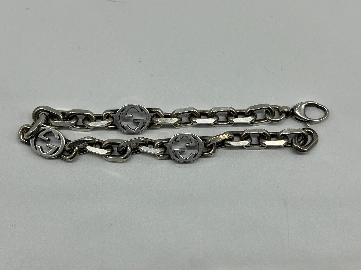 Excellent GUCCI Interlocking Bracelet G Logo Chain Sterling Silver