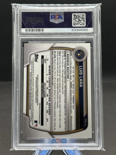 LUIS LARA 2023 BOWMAN CHROME 1ST AUTOGRAPH BREWERS AUTO PSA 10 TOP PROSPEKT - Bild 2 von 2