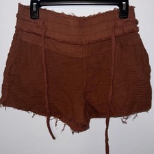Brown 100 cotton shorts with tie waist summer