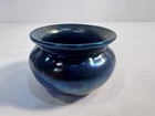 Antique Carder Era Steuben Dark Blue Aurene Ribbed Salt Cellar Small Bowl Superb