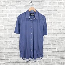 Butter Cloth Men's Short Sleeve Button up Shirt Blue geo size Reg size XL