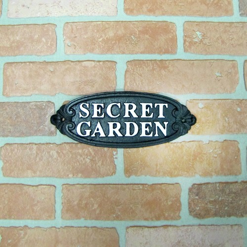 Cast Iron Emboss Secret Garden Wall Sign Rustic Lawn Yard Art Home Decor Plaque - Picture 3 of 4