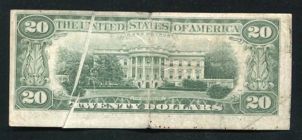 1981 $20 THREE GUTTER FOLD ACROSS SERIAL NUMBERS AND GREEN SEAL ERROR 9472A - Image 3 of 3
