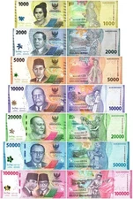 Indonesia 1000-100000 Rupiah 7 Pieces Set, 2022, P-162-168, UNC