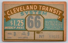 Cleveland Transit System 1946 Weekly Pass Vintage Transit Ticket (#14)