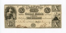 1837 $10 The Clinton Canal Bank at Pontiac, MICHIGAN Note