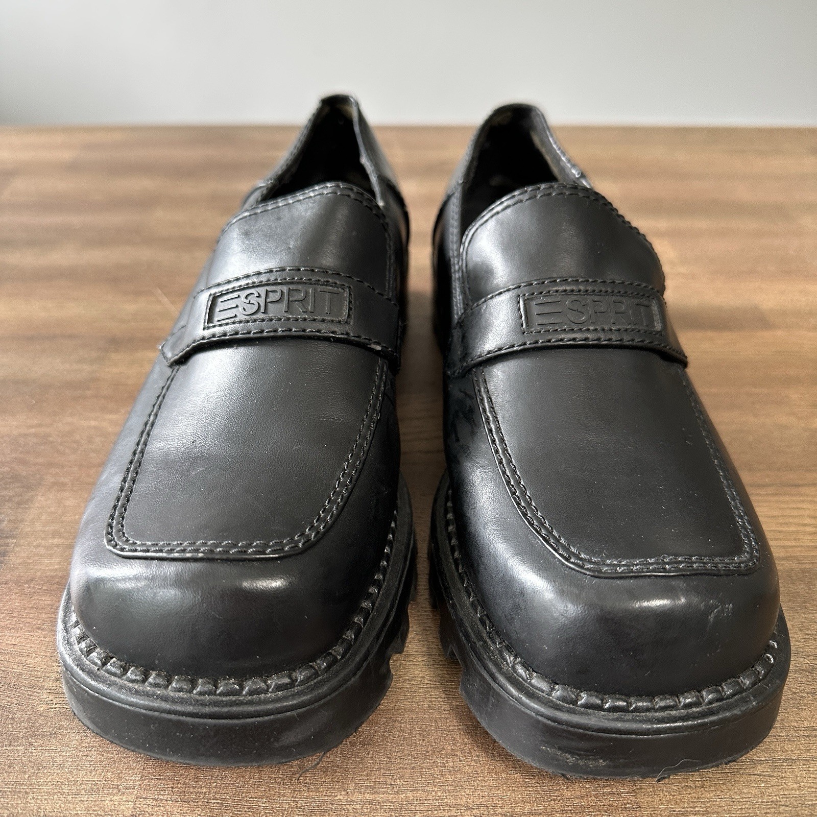 SAOLA Mocassini vintage Esprit platform donna 6 neri ecopelle suola a strappo Academia Y2K anni 90