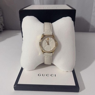 Excellent GUCCI G Timeless White Leather Watch Gucci
