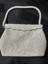 Vintage Clutch Purse Beaded Cream Pearl