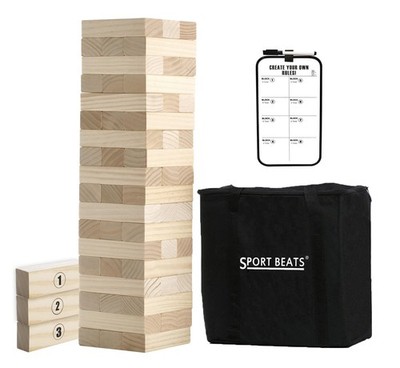 Outdoor Games Large Tower Game 54 Blocks Stacking Game Includes Carry Bag and...