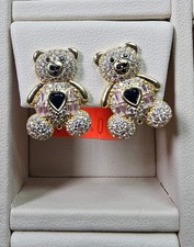14K Gold Bears w/Stones Earrings - Aretes de Oso 14k Oro