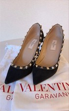 Valentino Garavani Rockstud Pumps Suede Black Women's Size EU35/US5