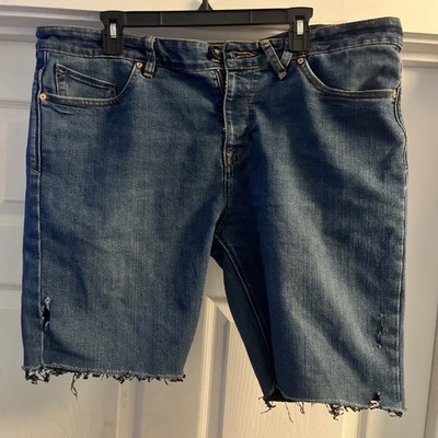 Volcom Solver denim Shorts Men s 36 Modern Straight Cut Off Blue jean  