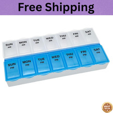Weekly Pill Box Organizer 7 Day Medicine Storage Case 2 Times a Day Daily AM PM