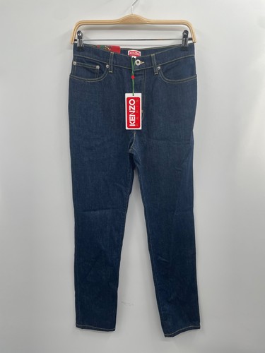 Kenzo Asagao Jeans Womens 26 Blue Denim Dark Wash Straight Fit Streetwear NWT