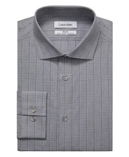 Calvin Klein Mens Steel Slim Fit Stretch Wrinkle Free Dress Shirt 14 32-33 Navy