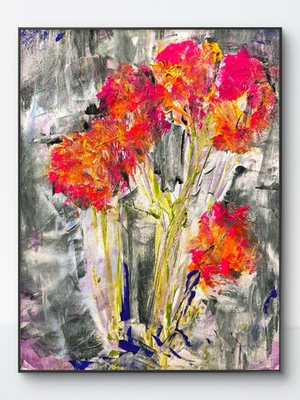 #ad Original Abstract Expressionism 11x14 Flowers Handmade Signed Living Room 176 $305.00
