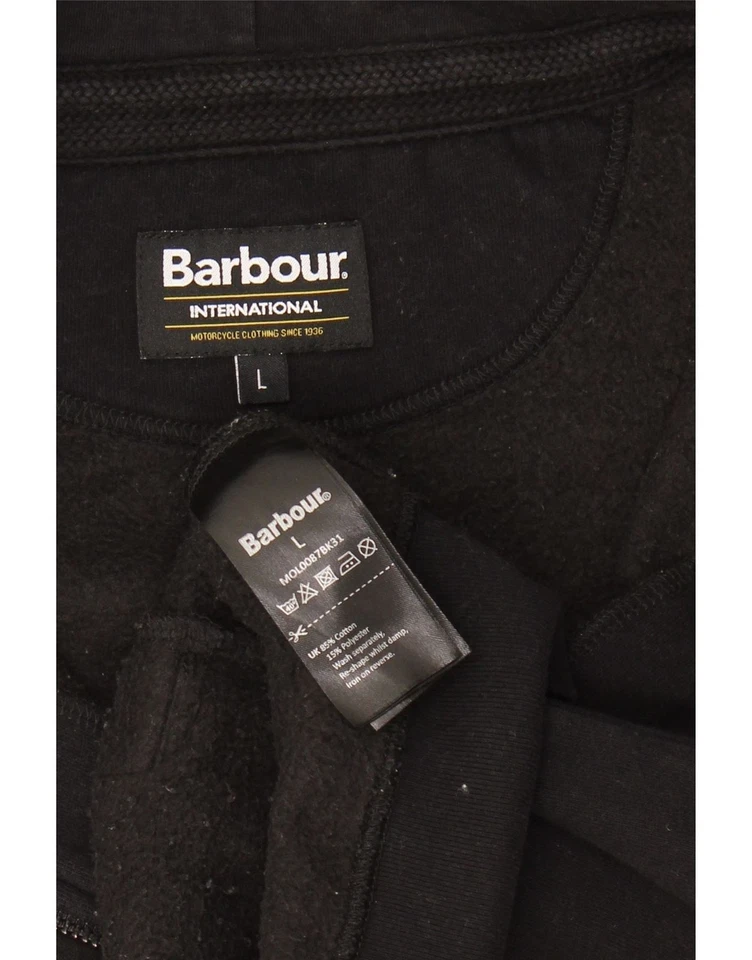 Suéter con Capucha BARBOUR Para Hombres Cremallera Grande Negro Algodón DC16 Foto 4 de 4