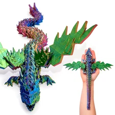 CyberDragon 12" – Articulated 3D Printed Fantasy Sculpture –Flexible Toy & Decor