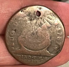 1787  Fugio cent , VG -Holed