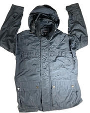 Lands End Windbreaker Rain Jacket Womens Blue Detachable Hood Women s Sz M 38-40