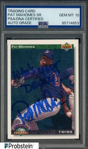 Patrick Mahomes Sr. TWINS Signed 1992 Upper Deck Rookie Card 776 PSA 10 AUTO