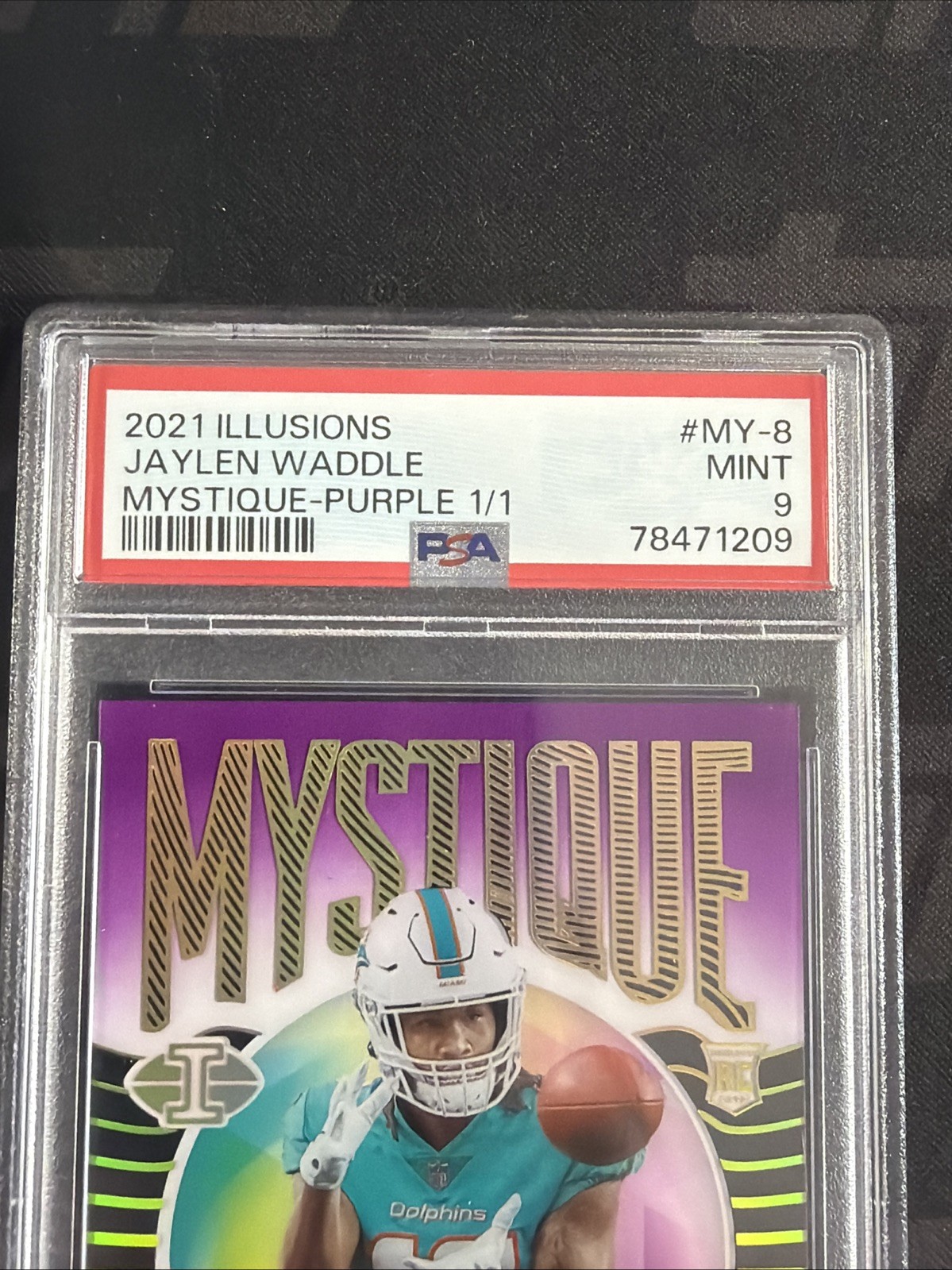 2021 illusions jaylen waddle mystique Purple One Of One 1/1 PSA 9 view 2