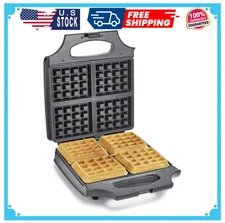 Classic Waffle Iron, 4 Square Belgian Waffle Maker, Non-Stick Extra Large Plates